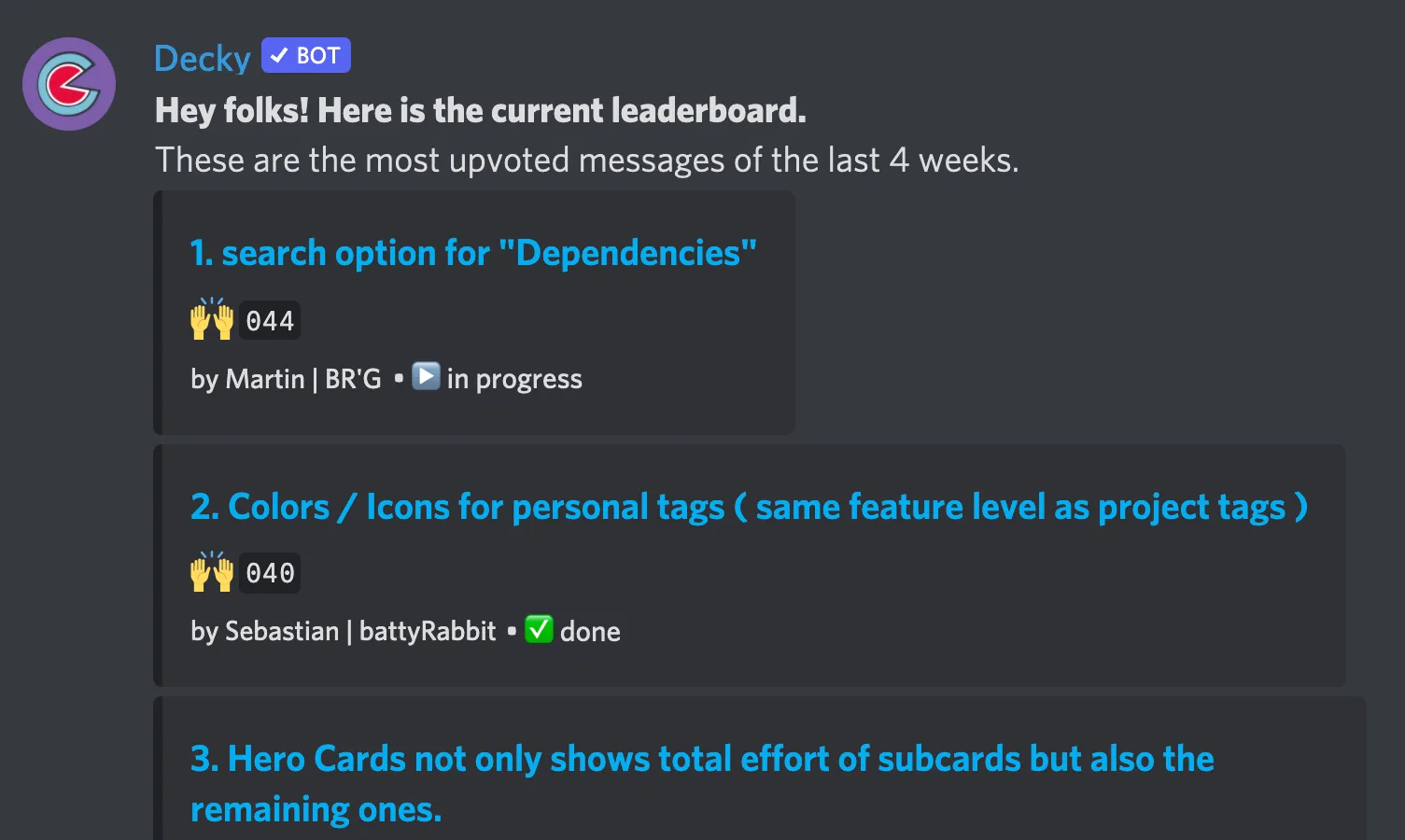 Example Leaderboard as shown in Discord
