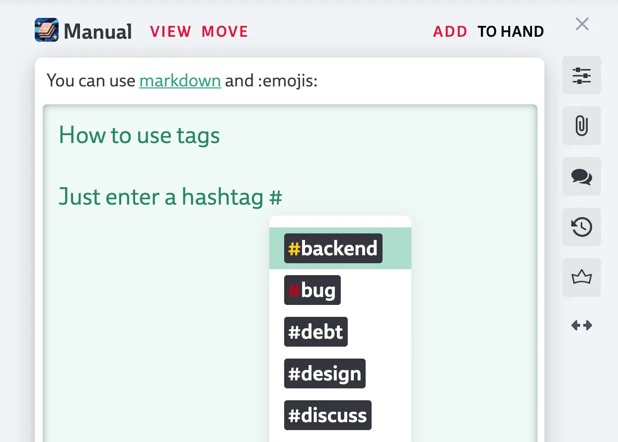 tag picker in the editor
