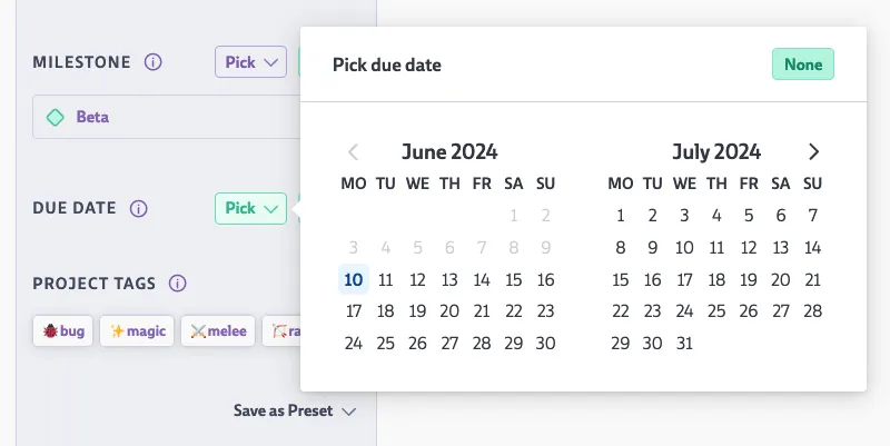 Set due date