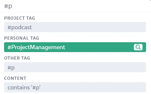Tags within search